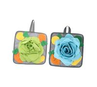 Milisten 2Pcs Rabbit Sniffing Cushion Slow Feeding Snuffle Mats with Hanging Rope Design for Stress Relief and Safe Foraging Washable Polar Fleece Pet in Green and Blue