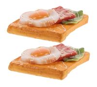 Milisten 2pcs Realistic Fake Fried Egg and Bacon Toast Model Artificial Food Prop for Restaurant Display Kitchen and Bakery Decor Lightweight Photography Food Ornament