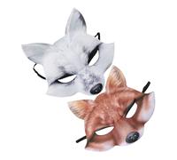 Milisten 2pcs Realistic Fox Half Face Mask for Adults with Elastic Headband Detailed Animal Cosplay Accessory for Halloween Masquerade and Party Dress Up Easy to Wear and Clean Fit for Face