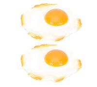 Milisten 2Pcs Realistic Fried Egg Models Fake Food Props for Home Decor Vivid Simulation Kitchen Display for DIY Projects Pranks Lightweight PVC Design