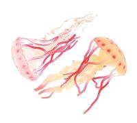 Milisten 2pcs Realistic Jellyfish Model Plastic Ocean Animals Cognitive for Early Education Preschool Learning and Science Exploration Red Yellow