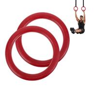 Milisten 2Pcs Red ABS Gymnastics Rings, Anti-Slip Pull Up Workout Rings for Indoor and Outdoor Fitness, Portable Suspension Exercise Equipment for Adults and Children