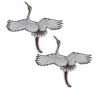 Milisten 2pcs Red Crowned Crane Applique Embroidery Patches for Clothing, Iron, Made with Embroidery Thread, for Manual Crafts and DIY Decoration