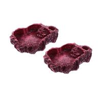 Milisten 2pcs Reptile Water Dish and Feeding Bowl Small Round Resin Turtle Lizard Snake Food Tray for Vivarium Terrarium Pets