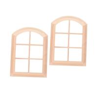Milisten 2pcs Scale Miniature Arched Dollhouse Windows Pane Wooden Frame for DIY Furniture Model for Fairy House Decoration Enhances Visual Appeal with Multiple Viewing Angles