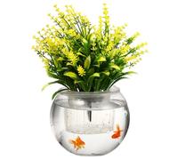 Milisten 2pcs Self Watering Glass Terrarium Planter - Hydroponic Basket for Orchids and Flowers - Indoor Pot With Natural Bread Mixing Bowl and Lid - Large Vase