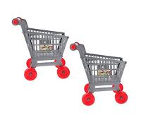 Milisten 2Pcs Simulation Shopping Cart for Smooth Edges Safe Push Along Supermarket Role Play Trolley Enhance Hands Storing Ability Deep Gray