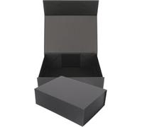 Milisten 2pcs Small Black Foldable Paper Boxes with Magnetic Closure Lid 26x18x7.5cm for Birthday Party Wedding Present Storage