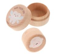 Milisten 2pcs Solid Wood Tooth Keepsake Box Cute Round Design for Boys Tooth Collection Organizer to Store Under Pillow Elegant Craftsmanship for Cherished Memories
