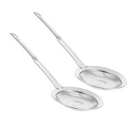 Milisten 2pcs Stainless Steel Kitchen Oil Skimmer Spoons with Fine Mesh Strainer for Removing Grease and Foam from Soups and Stews, Cooking Fat Strainer with Handle for Home and Hot Pot Use