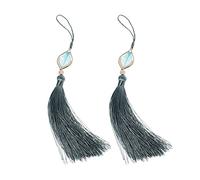 Milisten 2pcs Tassels Hanging Pendant DIY Curtain Tassel Craft Making Diamond- shaped Ornaments car Door Handle Decor- Gray blue