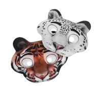 Milisten 2pcs Tiger and Snow Leopard Animal Masks for Halloween Birthday Parties and Carnivals Lightweight EVA Half Face Costume Covers for Adults Realistic Jungle Face Masquerade