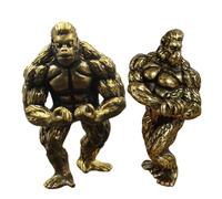 Milisten 2pcs Tiny Monkey Sculpture Vintage Copper Gorilla Figurine for Home and Office Decor Unique Desktop Accent for Micro Landscape and Cute Animal Lovers