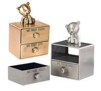 Milisten 2pcs Tooth Holder Box with Keepsake Ring Necklace Storage Durable Milk Teeth Container for Boys Decorative Gold Silver Childhood Memory Organizer