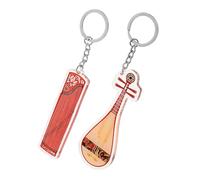 Milisten 2pcs Traditional Chinese Guzheng and Pipa Acrylic Keychains Musical Instrument Pendants for Music Lovers String Instrument Keyrings Stylish Purse Charms for Students and Teachers