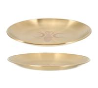 Milisten 2pcs Triple Goddess Triple Moon Altar Display Trays, Brass Candle Holder Plates for Ritual Storage and Home Décor Accessories