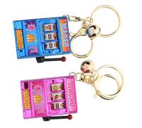Milisten 2pcs Vegas Slot Machine Keychain Accessories Lucky Mini Game Keyring Toy for Birthday