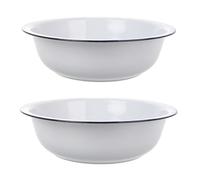Milisten 2pcs White Enamel Mixing Bowls with Thickened Enamel Construction, Large Capacity and Easy Maintenance, Classic Vintage Style Basins for Food Preparation and Washing Vegetables