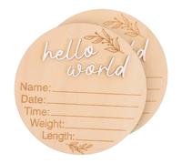 Milisten 2pcs Wooden Birth Announcement Sign Round Newborn Name Plaques Natural Wood Hospital Announcement Board for Birth Commemoration and Nursery Decoration
