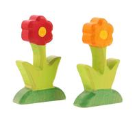 Milisten 2pcs Wooden Flower Blocks Carved Building for Boys DIY Micro Landscape Garden Plaything Natural Material Educational Creative Gift