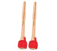 Milisten 2Pcs Wooden Handle Drum Sticks with Cotton Heads Percussion Mallets for Gong Drumming for Beginners and Music Practice Red Silk Storage Bag Included