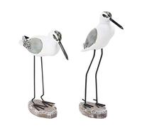 Milisten 2pcs Wooden Sea Bird Seagull Statue Nautical Coastal Birds Sculpture Animal Figurine for Rustic Home Art Bedroom Garden Ornament Light Brown Outdoor Ornament