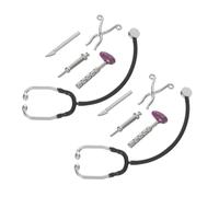 Milisten 2sets Doctor in The Doll House Pretend Play Doctor Kit Miniature Stethoscope Model Simulation Stethoscope Doll Stethoscope Simulated Doctor Stethoscope Stethoscope Alloy Silver
