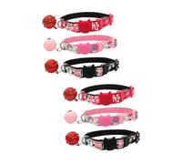 Milisten 2sets Flower Printed Pet Necklace Japanese Fashion Collar for Cat Dog Safety Buckle with Bells Adjustable s 3pcs*2