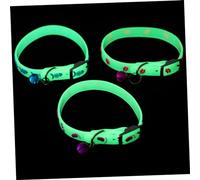 Milisten 3-Pack Fluorescent Pet Collars for Dogs and Cats Glow in the Dark Safety Collars with Bell Adjustable 11.6 Inch Light up Puppy and Kitten Collars for Night Walks