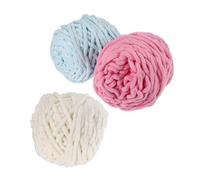 Milisten 3 Pcs Cotton Woolen Yarn Bundle for Hand-Knitting DIY Crafts, Soft Wool Supplies in Ivory, Pink and Aqua, Suitable for ’s Knitting Projects and Crochet