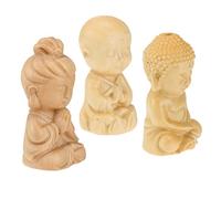 Milisten 3 Pieces Baby Buddha Carved Statuettes Feng Shui Buddha Statue Sitting Miniature Outdoor Monk Statue Figurine Desk Manual Display