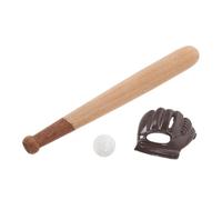Milisten 3 Sets Miniature Baseball Bat with Glove and Ball for Dollhouse Decoration Detailed Craftsmanship Educational Sports Diorama Accessories for Collectors and Learning
