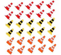Milisten 30pcs Miniature Traffic Cones Soft Plastic Road Construction Signs for Traffic Safety Education Interactive Simulation Play with Red Yellow Orange Cones