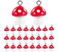 Milisten 30pcs Resin Jewelry Charm Pendants Ornament Mushroom Pendants Crafts Jewelry Making Accessories for DIY Earrings Necklace Red