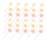 Milisten 36Pcs Daisy Flower Cupcake Toppers Double Floral Decorations for Birthdays Showers and Spring Parties Vibrant Festive Picks for Sweet Treats