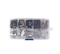 Milisten 370pcs Cord Ends Fastener Clasps Textured Crimp End Clips for Jewelry Making Ancient Bronze White Necklaces Bracelets and Chokers
