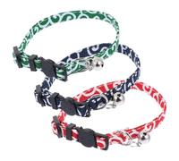Milisten 3Pcs Adjustable Cat Bell Collar Elegant Plaid Design with Safety Buckle for Kittens Cats for Festivals Weddings and Daily Green Red