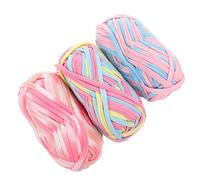 Milisten 3pcs Bulky Yarn Super Chunky Yarn Roving DIY Arm Knitting Cotton Throw Handmade Knit Blanket Thick 32