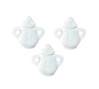 Milisten 3pcs Ceramic Mini Sugar Jugs White Miniature Tea Pots Dollhouse Kitchen Decor Accessories for DIY Crafts Pretend Play and Photography Props