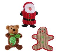 Milisten 3pcs Christmas Plush Dog Chew Toys Squeaky Pet Sound Toys for Teething Puppies Santa Snowman Bear for Holiday Fun and Healthy Chewing Habits