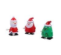 Milisten 3pcs Christmas Wind Up Funny Clockwork Santa Claus and Xmas Tree Walking for Party Favors Stocking Stuffers Holiday Decorations