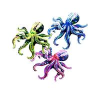 Milisten 3pcs Colorful Metal Octopus Wall Art with Fade-resistant Coating Coastal Nautical Ocean Decor for Living Patio Bathroom Garden Space-saving Vertical Sea Animal Sculpture