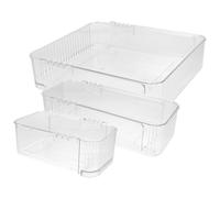 Milisten 3pcs Drawer Organizer Set with Expandable Dividers, Small to Large Storage Boxes for Kitchen Utensils, Office Supplies and Cabinet Sorting