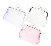 Milisten 3pcs Glitter Coin Purse Set for Women, Small PVC Mini Change Pouch with Clasp Closure, Cute Sparkly Wallets in White, Purple, and Pink for Everyday Use