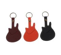 Milisten 3Pcs Guitar Plectrum Holder Keychain PU Storage Bag for Picks Keys Access Cards Lightweight Durable Organizer for Guitarists Black Brown Orange