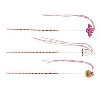 Milisten 3Pcs Halloween Themed Interactive Cat Teaser Wand with Pumpkin Ghost Bat Tassels and Bells Fun Training for Kittens Indoor Play and Stress Relief