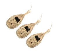 Milisten 3pcs Handmade Grass Bird Houses Nests for Garden Decoration Lightweight Hanging Bird Living Houses Easy to Install Natural Drainage and Ventilation