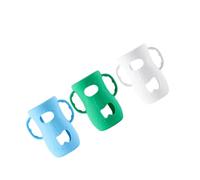 Milisten 3pcs Large Baby Glass Bottle Protector Sleeves with Handles Silicone Nursery Bottle Covers for Infant Feeding in Blue White Green