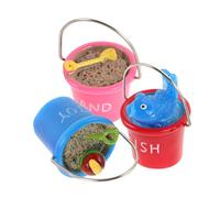Milisten 3pcs Miniature Beach Bucket Dollhouse Accessories Boys and Girls Beach Holiday Decor Coastal Garden Ornaments Seaside Micro Landscape Figurines