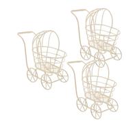 Milisten 3pcs Miniature Stroller Iron Wire Dollhouse Pram with Storage Basket Mini Furniture Decor for Imaginative Play and Accessories